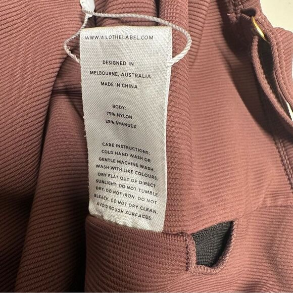 Wilo The Label Crop Top Womens Large Brown Square Neck Ribbed Wireless Stretch - Picture 11 of 12